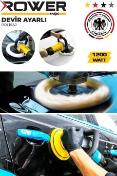 Rowermax RWRX-1200DU Alman Dizayn Devir Ayarlı  Polisaj Makinası 1200W Koltuk Fırçalama Makinası