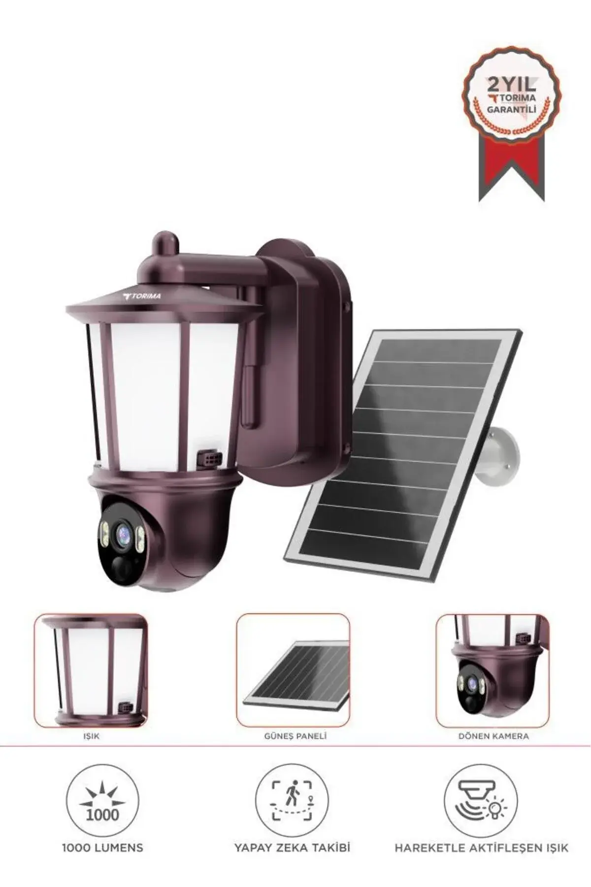 Torima CMR29 Şarjlı Duvar Lambası Görünümlü Gizli Dış Mekan Güvenlik Kamerası