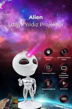 Leerfei Uzaktan Kumandalı Uzaylı Astronot LED Galaxy Projektör&Lamba MXS-008