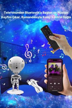 Leerfei Uzaktan Kumandalı Uzaylı Astronot LED Galaxy Projektör&Lamba MXS-008