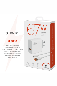 Katjmer 67W PD Hızlı Şarj Adaptörü KJ-65U-C