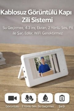 Katjmer Securo Kablosuz Görüntülü & Çift Yönlü Konuşmalı Akıllı Kapı Zili