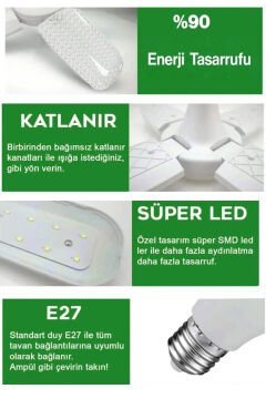 Kialed Kristal 4+1 Pervane Ampul LED Aydınlatma & Fan Kombinasyonu