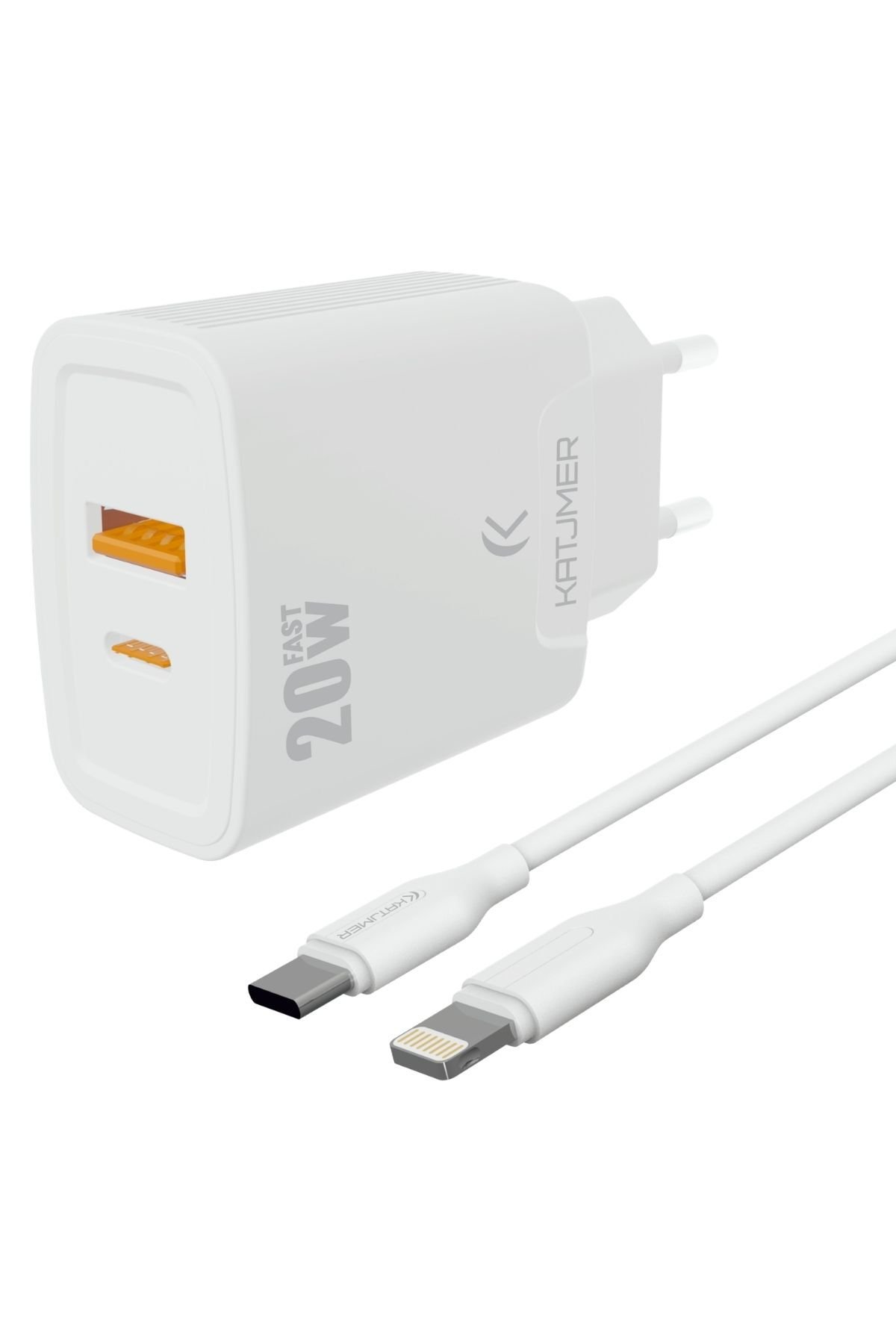 Katjmer USB PD 20W Şarj Adaptörü + Type-C to Lightning Kablo KJ-20UP