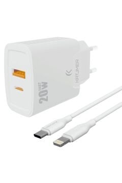 Katjmer USB PD 20W Şarj Adaptörü + Type-C to Lightning Kablo KJ-20UP