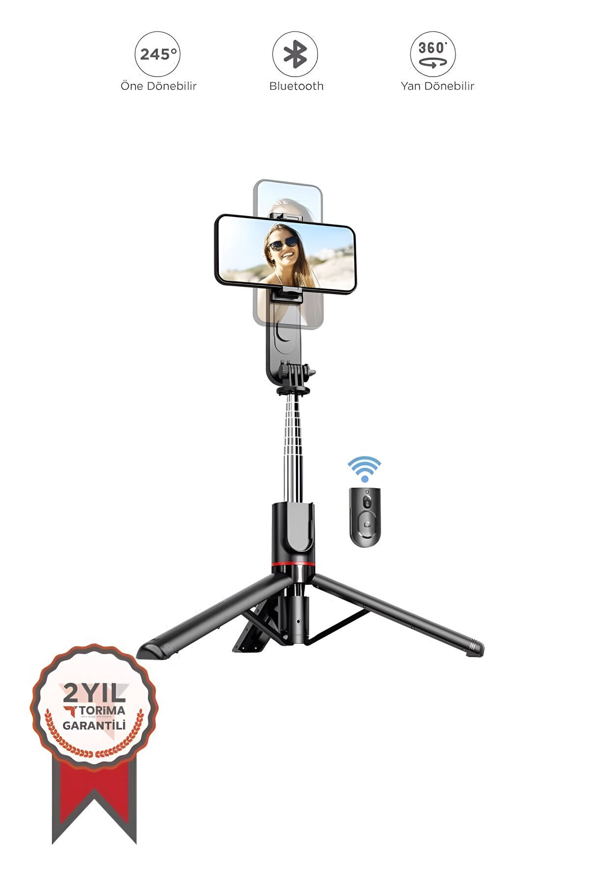Torima L15 Siyah LED Işıklı Selfie Çubuğu – Kablosuz Tripod & Monopod