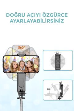 Torima L15 Siyah LED Işıklı Selfie Çubuğu – Kablosuz Tripod & Monopod