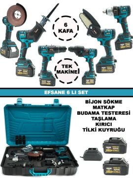 Rowermax Alman MS-512VFX 6 Kafalı Süper Set Darbeli Matkap Budama Testeresi Tilki Kuyruğu Taşlama Somun Sökme Kırıcı