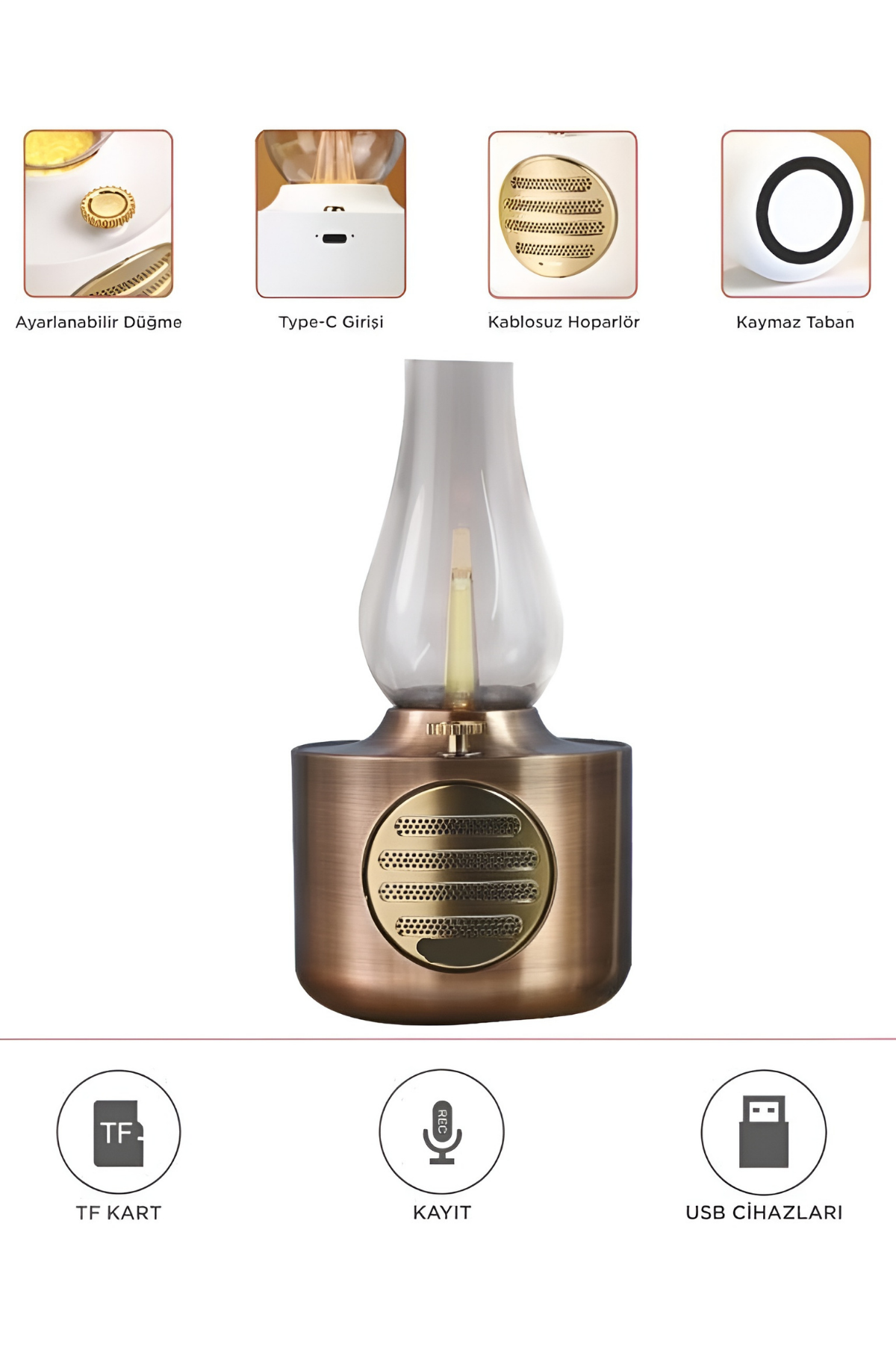 Venandin FlameOne Bluetooth Gaz Lambası Görünümlü Müzik Kutusu Hoparlör