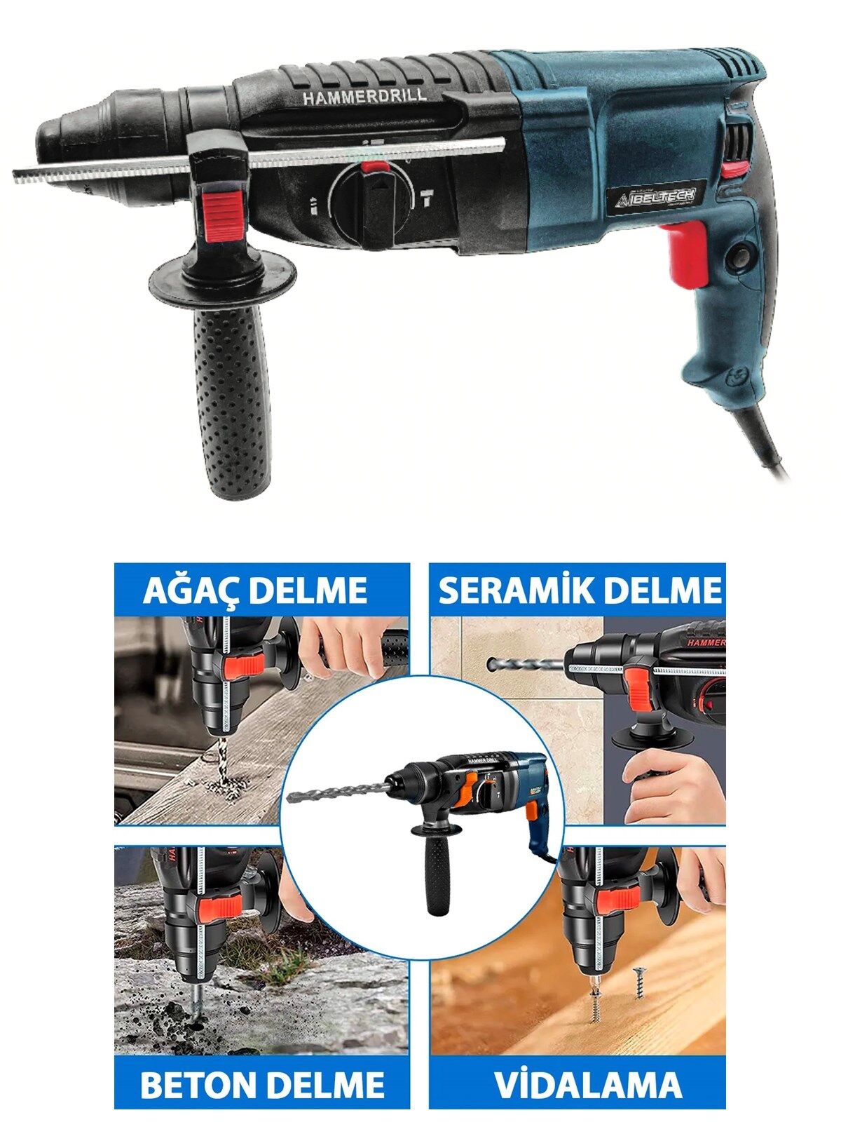 Germany Style İbeltech Profesyonel 800 W 2.26 Kırıcı Delici Matkap