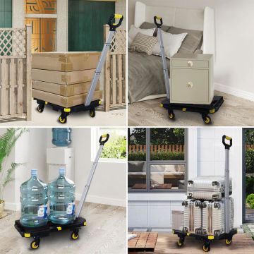 STANLEY PC532B 137kg 62x45cm Dört Tekerli Çekme Kollu Yük ve Paket Taşıma Arabası + FT505 25Kg Katlanır Çok Amaçlı Taşıma Sepeti