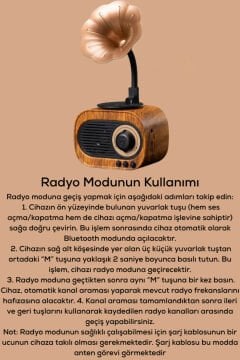 Polygold B5 Nostaljik Mini Radyo & Gramofon – Bluetooth, USB, SD Kablosuz Speaker