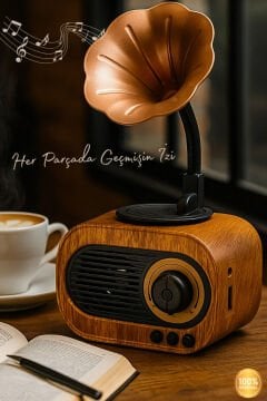 Polygold B5 Nostaljik Mini Radyo & Gramofon – Bluetooth, USB, SD Kablosuz Speaker
