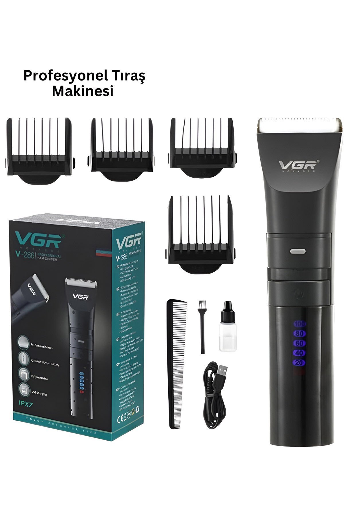 VGR Kablosuz Saç Kesme Makinesi & Profesyonel Erkek Bakım Aleti V-286