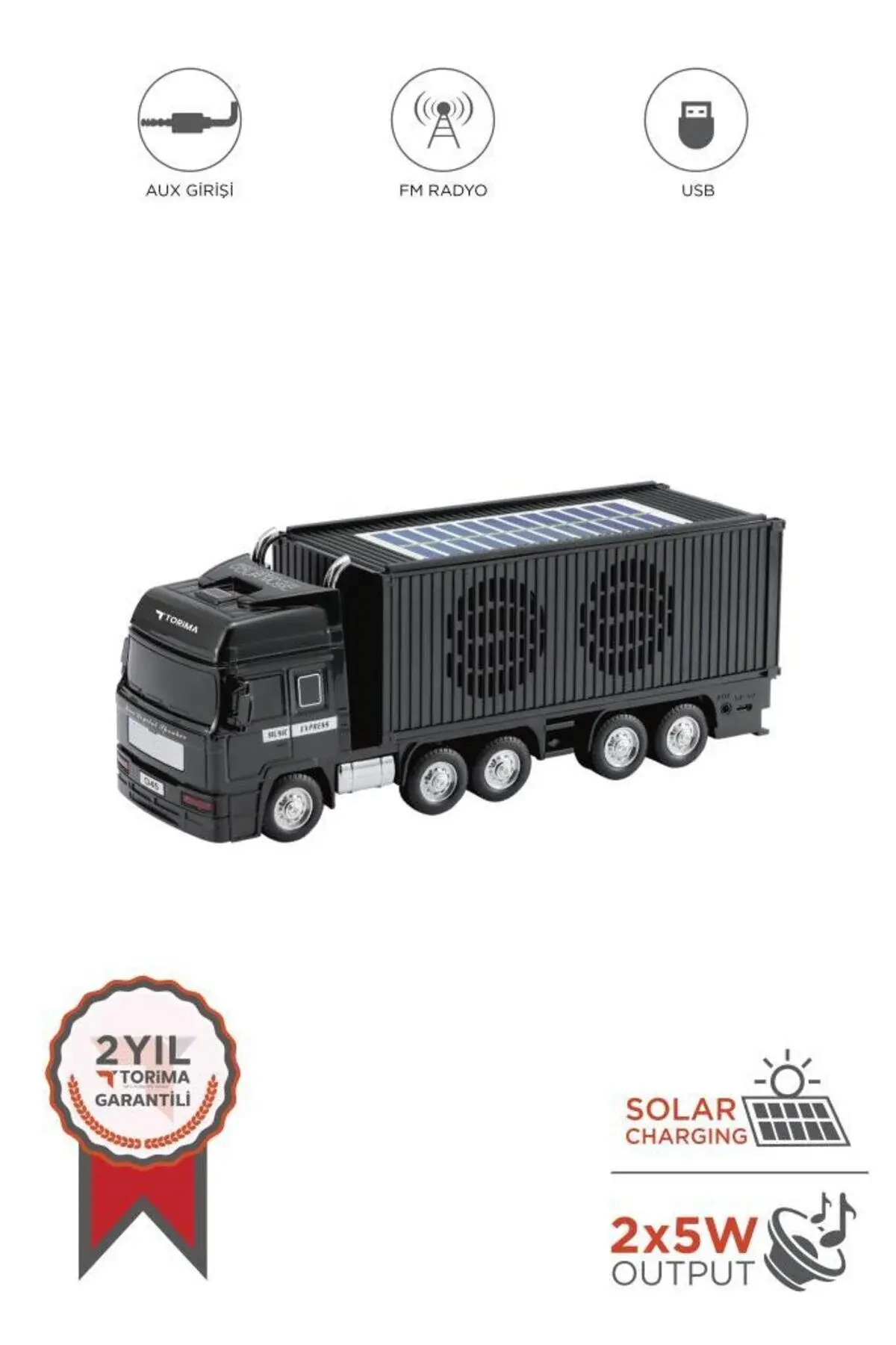 Torima D45 Güneş Enerjili Bluetooth Hoparlör – FM, AUX, USB Destekli Speaker
