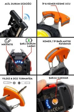 Wison Şarjlı Çok Fonksiyonlu Anahtarlıklı Fener 500 Lümen WS-5050