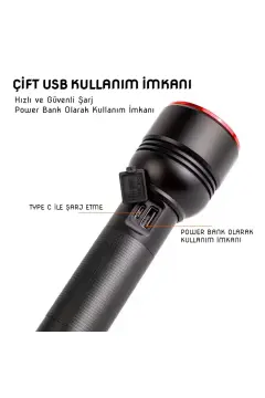 WISON 20W Şarjlı Metal Uzun Menzilli El Feneri WS-5572