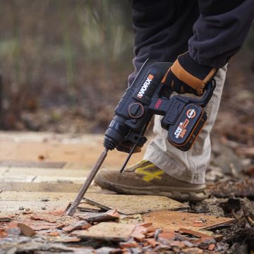WORX WX381 20Volt 4.0Ah. 2J Li-ion Tek Akülü Şarjlı Profesyonel SDS-Plus Pnömatik Kırıcı/Delici + 3 Parça Delme Ucu