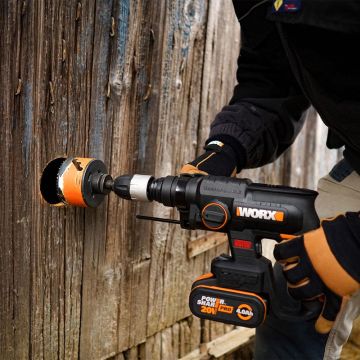 WORX WX381 20Volt 4.0Ah. 2J Li-ion Tek Akülü Şarjlı Profesyonel SDS-Plus Pnömatik Kırıcı/Delici + 3 Parça Delme Ucu