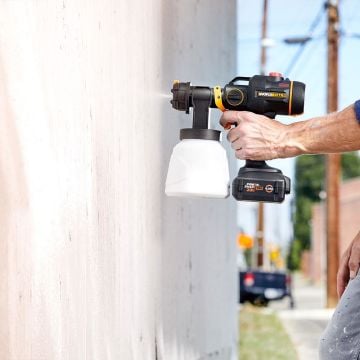 WORX WX020 20Volt 4.0Ah. Li-ion Tek Akülü Şarjlı Kömürsüz Devir Ayarlı Boya Tabancası + 4 Parça Yedek Nozul/Meme