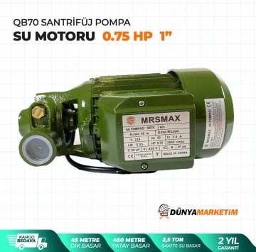 QB70 Santrifüj Pompa Su Motoru 0,75 Hp 1'' Eldiven ve Kontrolkalemi Hediyeli