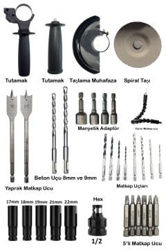 Catpower Kömürsüz 20V 4.0Ah Akülü 4’lü Set - Kırıcı Delici&Taşlama&Darbeli Vidalama&Spiral