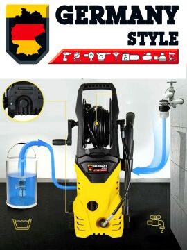 Germany Style GRM150 Max 150 Bar Bakır Sargılı Musluk ve Kovadan Çekme Yüksek Basınçlı Bahçe Oto Yıkama Makinesi