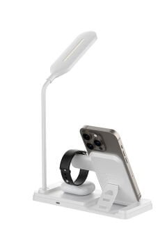 BİX Lambalı Üçlü Kablosuz Şarj Standı 15W Telefon Saat Kulaklık Şarj İstasyonu