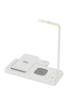 BİX Lambalı Üçlü Kablosuz Şarj Standı 15W Telefon Saat Kulaklık Şarj İstasyonu