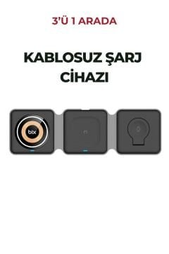 Bix Katlanabilir Manyetik Kablosuz Şarj Cihazı 15W 3'ü 1 Arada Wireless Şarj Standı