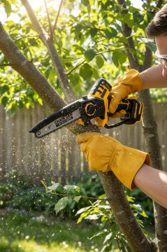 BN5 Çift Akülü Dijital Şarjlı 36V 5.0Ah Testere Profesyonel Dal Budama Ağaç Kesme Makinesi - Sarı