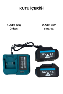 BN5 Çift Akülü Dijital Şarjlı 36V 5.0Ah Testere Profesyonel Dal Budama Ağaç Kesme Makinesi - Mavi