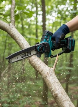 BN5 Çift Akülü Dijital Şarjlı 36V 5.0Ah Testere Profesyonel Dal Budama Ağaç Kesme Makinesi - Mavi