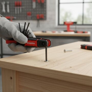 WORKPRO WP222029 9 Parça CR-V İnç Çakı Tipi Profesyonel Allen Anahtar Takımı