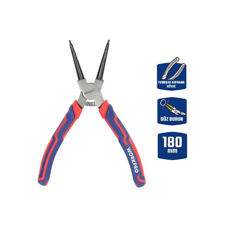 WORKPRO WP231152 180MM Cr-V Düz Yaylı Profesyonel İç Segman Pensesi