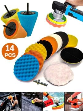 Germany Style 17 Parça  Pasta Cila Oto Jant Temizleme  Koltuk Yıkama Sünger Fırça Seti Matkapa Uyumlu Set
