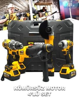 Germany Style Alman 248VFX Şarjlı Dörtlü Set Darbeli Matkap Torklu Somun Sıkma Şarjlı Taşlama Şarjlı Kırıcı Hilti