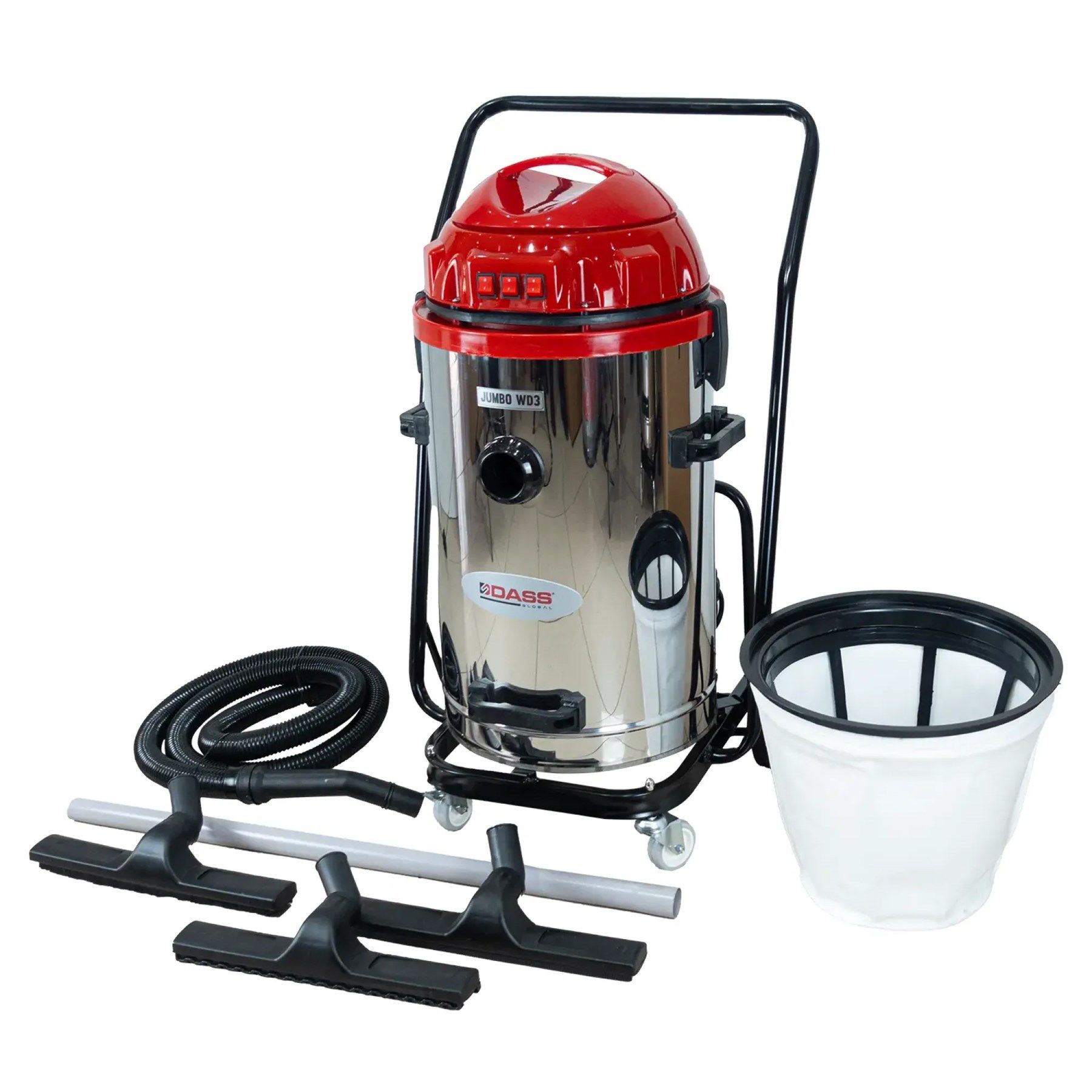 DASS JUMBO WD3 ÜÇ MOTORLU 3600 W ISLAK KURU SANAYİ TİP VAKUM MAKİNASI 75 LT