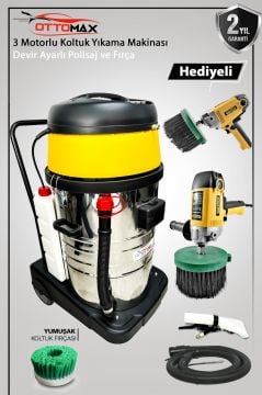 Ottomax Premium 3 Motorlu Halı Koltuk Yıkama ve Koltuk Fırçalama Seti