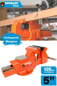 Germany Style 5 İnç 125 mm Çelik Mengene Profesyonel Ağır Hizmet Kırılmaz Örslü Masa Tezgah Mengenesi