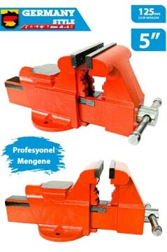 Germany Style 5 İnç 125 mm Çelik Mengene Profesyonel Ağır Hizmet Kırılmaz Örslü Masa Tezgah Mengenesi