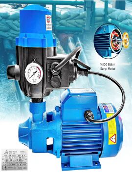Germany Style İbeltech DKM-80-1 0.75 KW Gerçek  1 HP 1'' Bakır Sargılı Paket Hidrofor Sistem Su Pompa Motoru