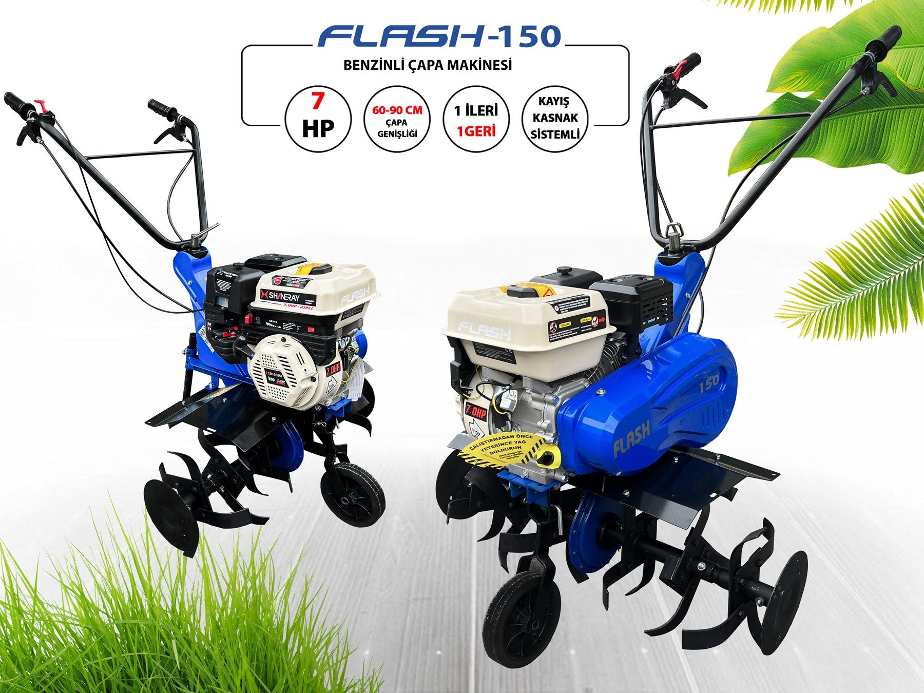 Rowermax Flash 150 Benzinli Çapa Makinası 7 Hp  4 Zamanlı Motor 90 Cm Bıçak