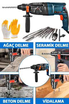 Germany Style GRM-99880VFX Kırıcı Delici 2-28mm E-Power Çelik Şanzıman Bakir Sargili Kırıcı Delici Hilti Matkap