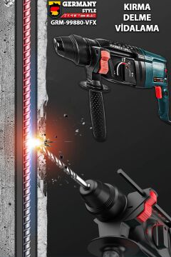 Germany Style GRM-99880VFX Kırıcı Delici 2-28mm E-Power Çelik Şanzıman Bakir Sargili Kırıcı Delici Hilti Matkap
