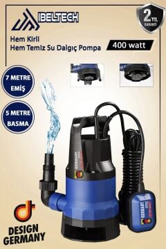Germnay Style 2in1 Kombine Dalgıç Pompa QSB400 İbeltech 400W Plastik Gövdeli Kirli ve Temiz Pompa