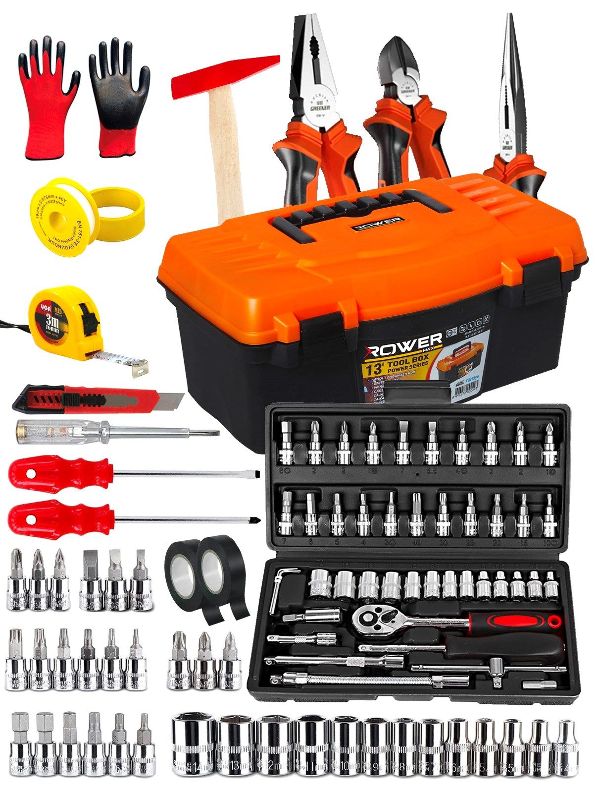 Rowermax Premium 60 Parça Full Takım 46 Parça Lokma Pense Yankeski Tornavide Full Set