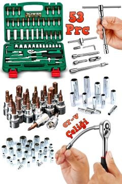Rowermax Germany Cr-v Max 1/4 Cırcırlı 53 Parça Lokma Anahtar Takımı Bits Uç Seti Tam Set Usta Lokma Seti