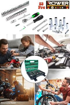 Rowermax Germany Cr-v 65 Parça 53 Lokma Takımı Otomatik Cırcırlı 1/4'' 12 Parça Kombine Açık Ağız-yıldız Anahtar Takım