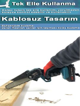 Germany Style Uzun-kısa Pala Ve Zincir 2x Akü Çantalı Şarjlı Dal Kesme Budama Testere Makine